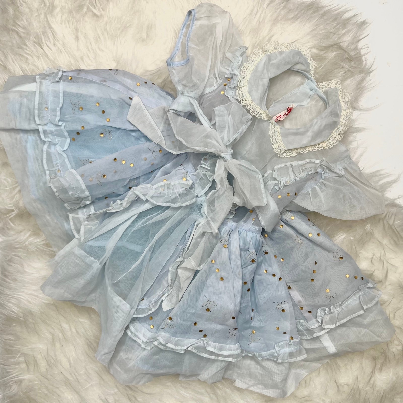 Vintage 1960’s Baby Conette Frilly Lacy Babydoll Blue Dress