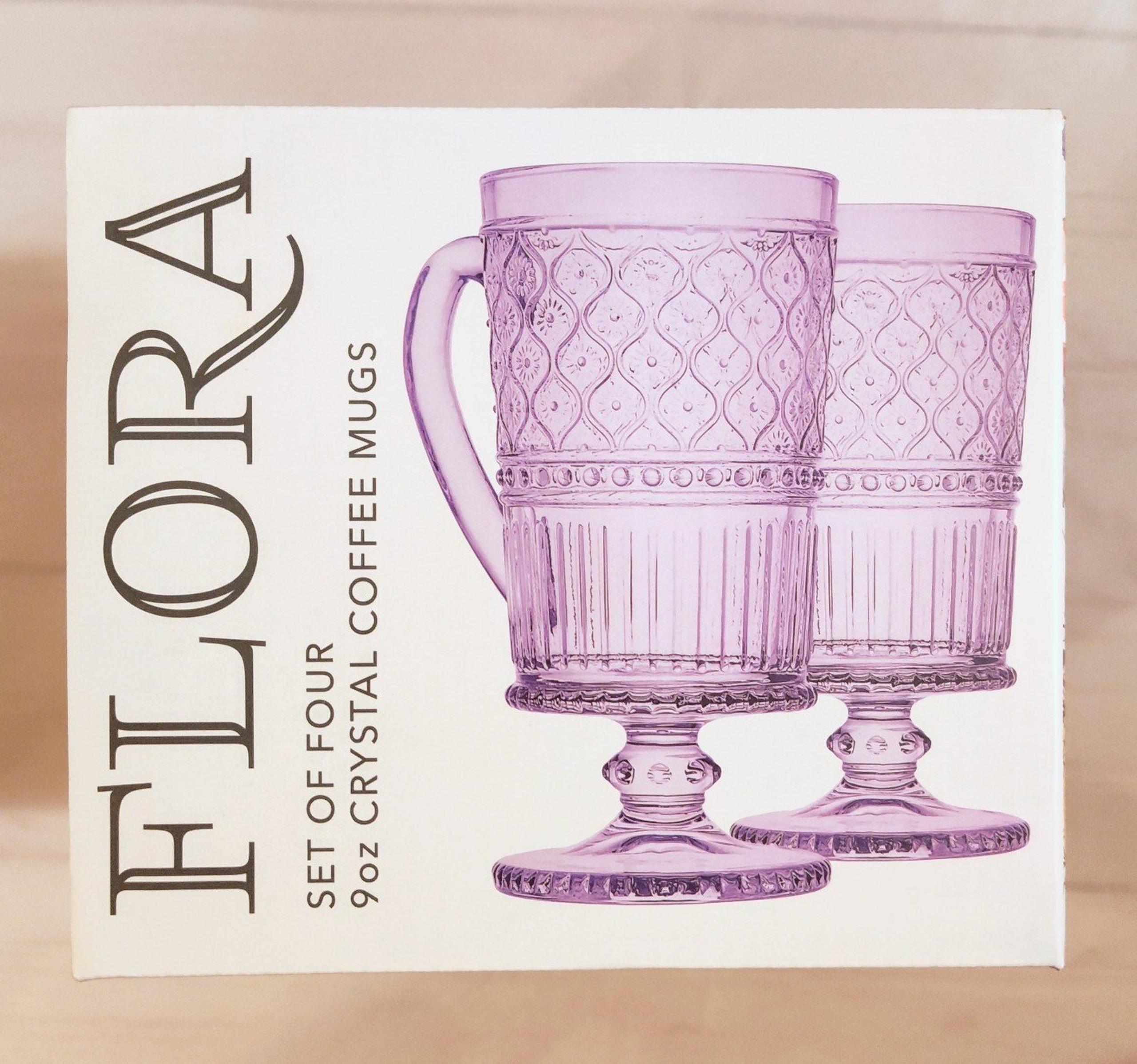 Crystal Coffee Mugs - Shannon By Godinger Flora - NEW