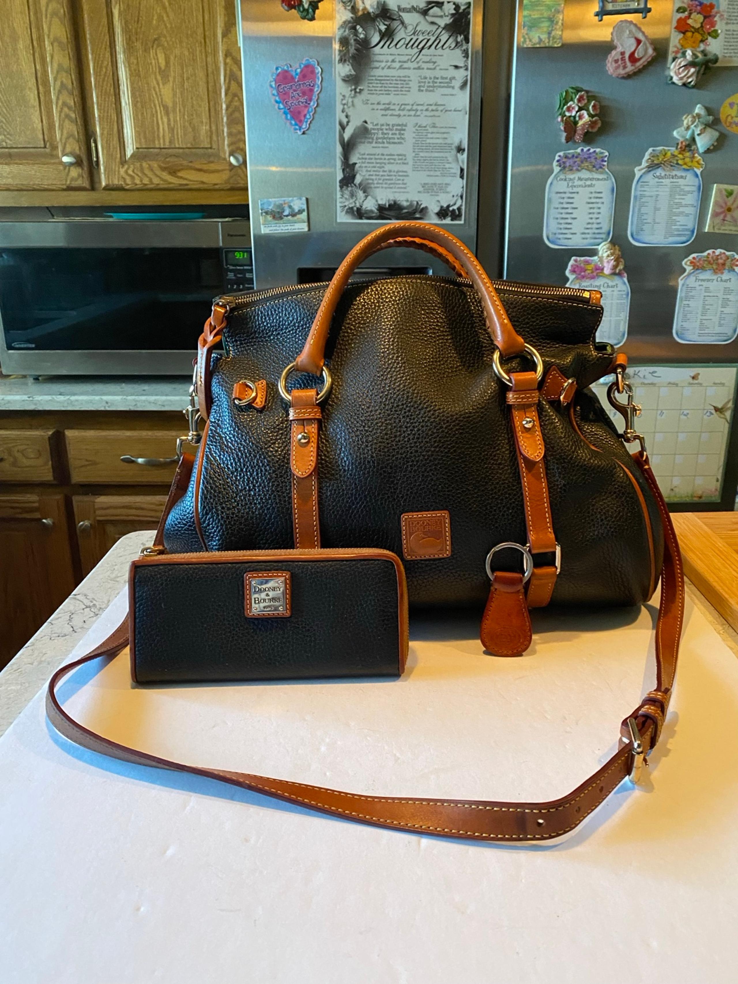 Dooney Bourke Black Florentine Vacchetta Leather Shoulderbag, Clutch, Key Fob