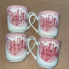 NEW Johnson Brothers Vintage Old Britian castles Pink Tea Cup set 4 pcs