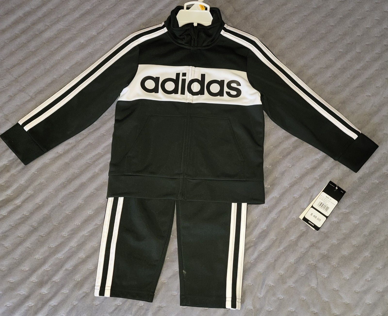 Adidas 3-Stripes Track Suit in Black Toddler Size 3T
