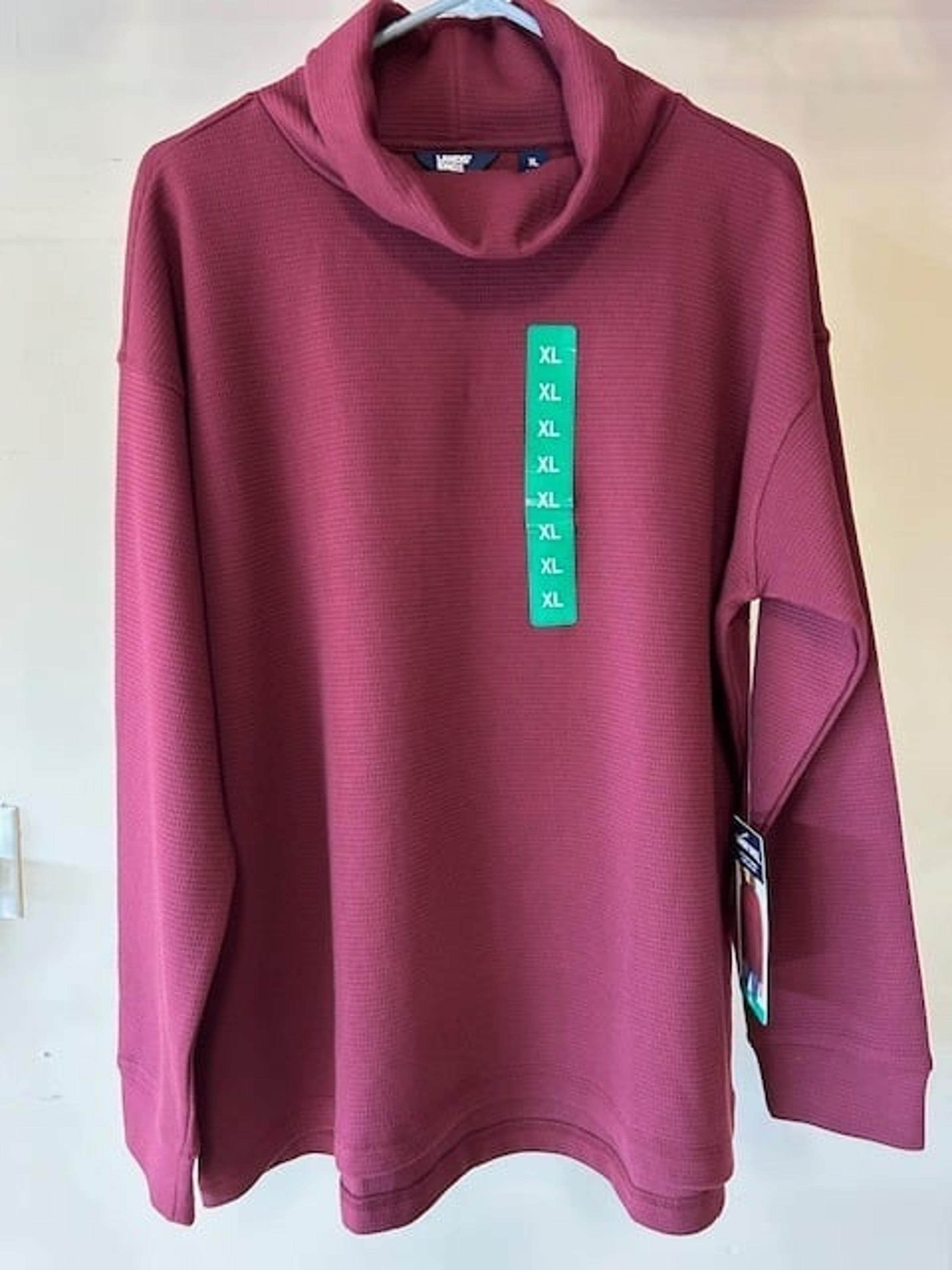 Women's Land's End Maroon Long Sleeve Waffle Funnel Neck Top-Size XL-Brand New