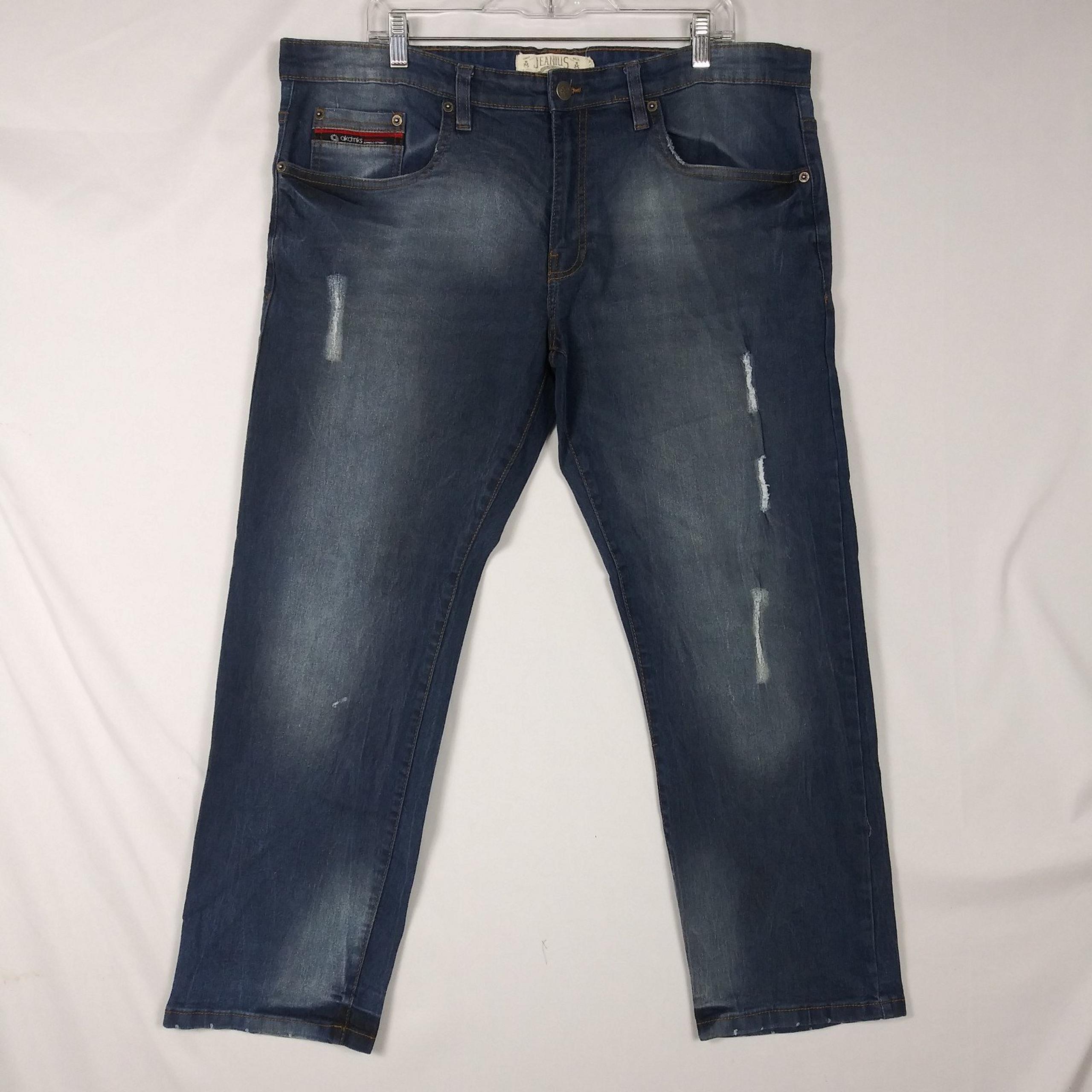Vintage Akademiks Jeanius Jeans Mens 36 x 30 Blue Denim Y2K Distressed