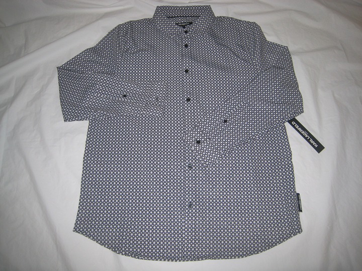 Karl Lagerfeld Paris Men's Performance Stretch Long Sleeve Button Dress Shirt L