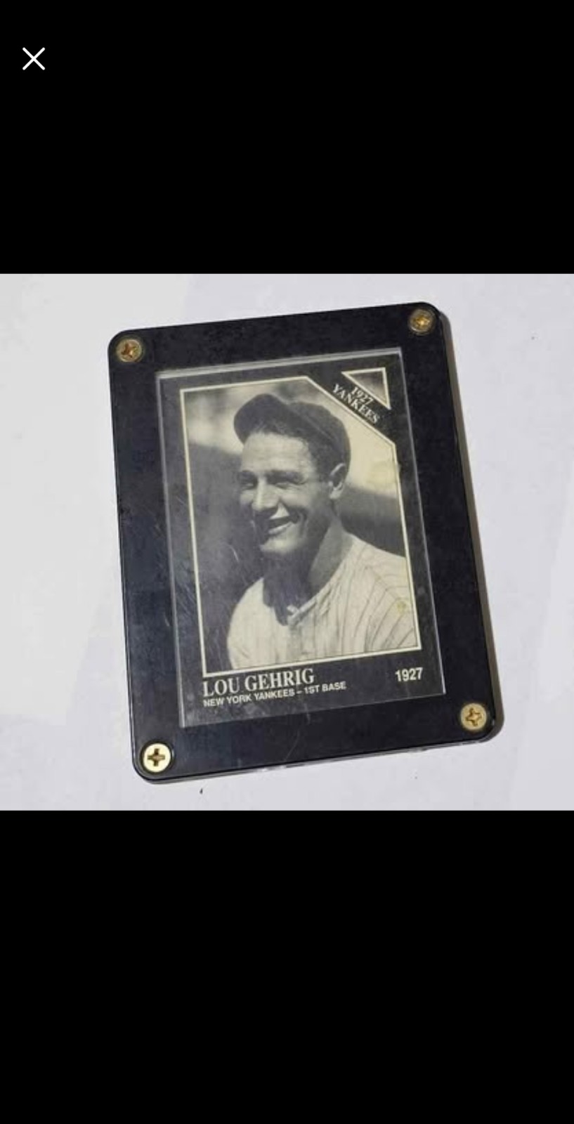 LOU GEHRIG BASEBALL CARD. CASED