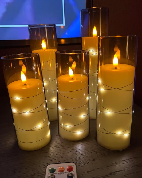 Flameless LED Candles with Timer 5 Pc Flickering Flameless Candles