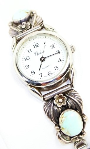 925 Sterling Silver & Turquoise NADIA JAPAN MOVT. Watch