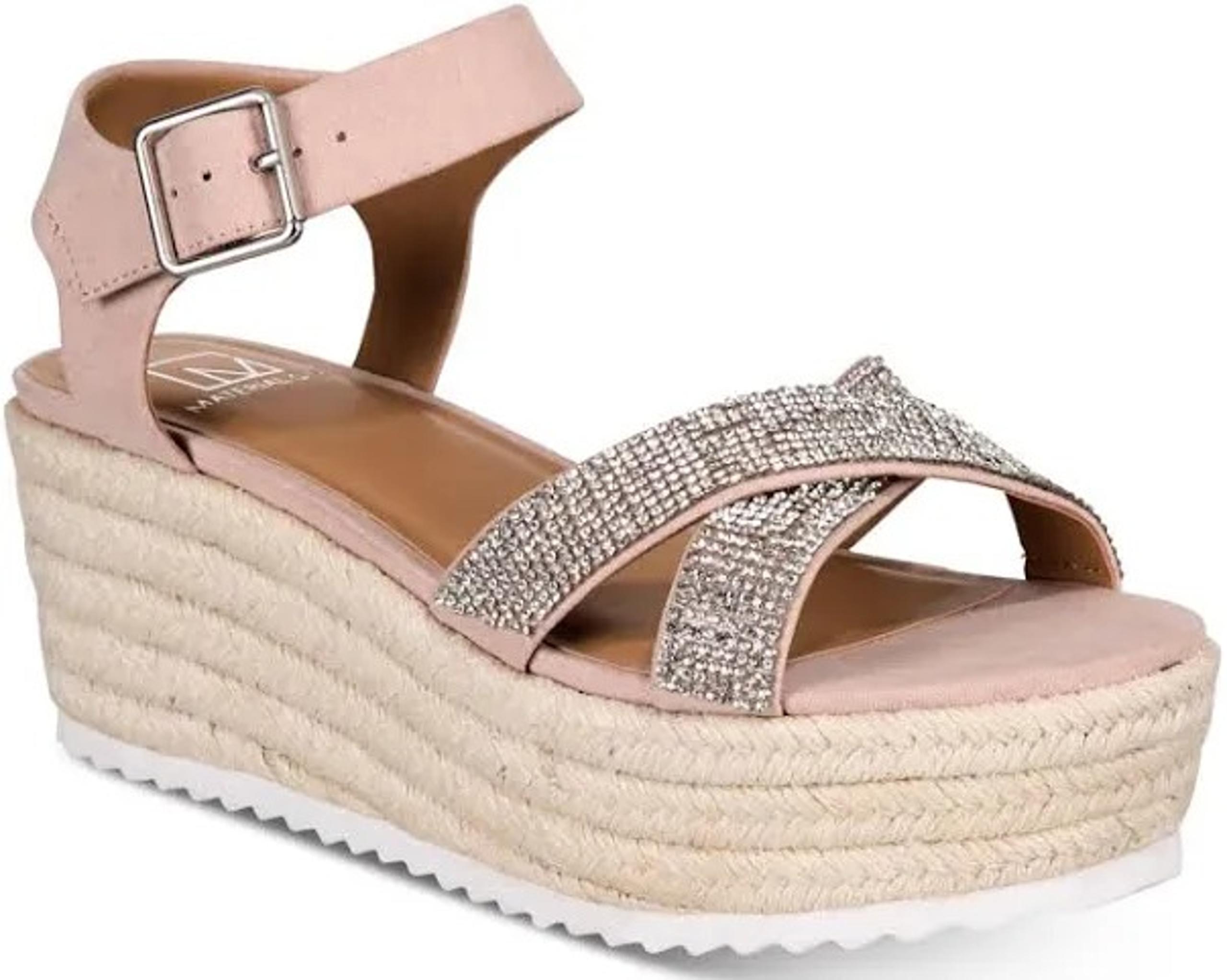 Material Girl women platform Espadrilles Brinny rhinestone wedge sandals US 9