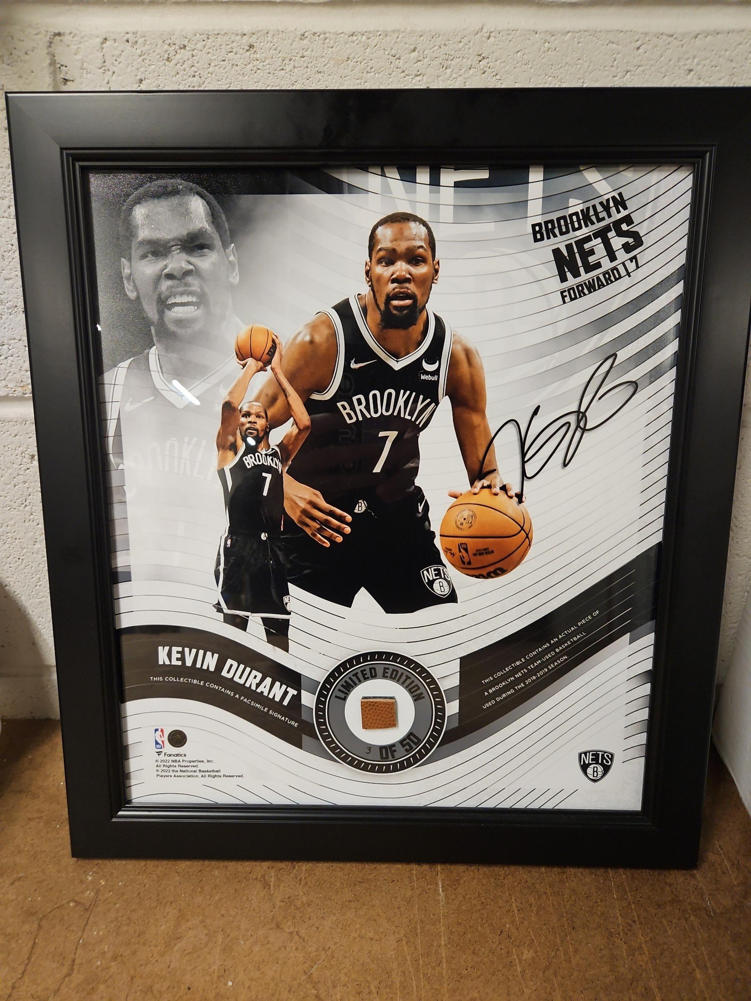 Kevin Durant Brooklyn Nets Framed 15 x 17 Game Used Basketball Collage. LE 3/50