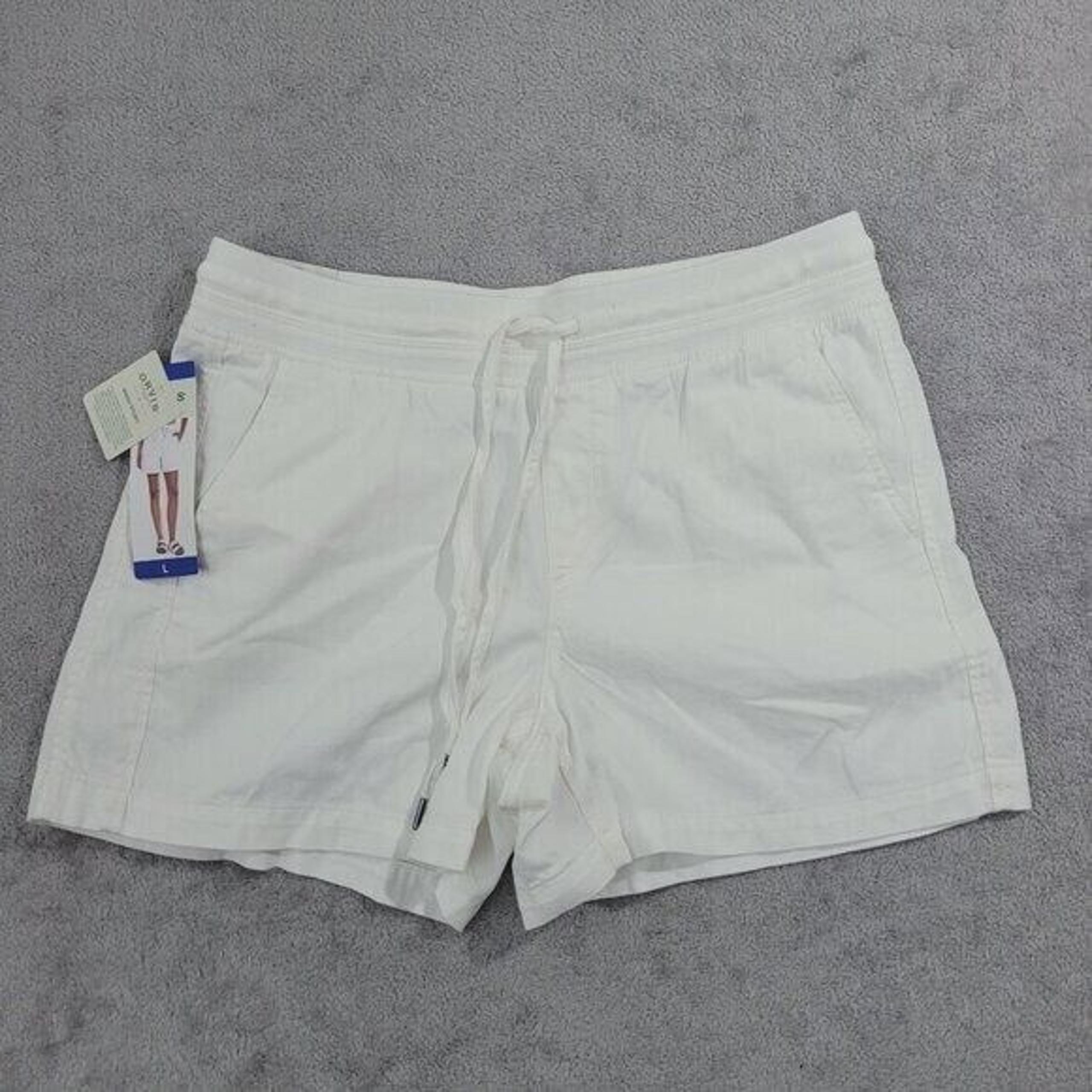 NEW Orvis Womens White Drawstring Shorts With Pockets L