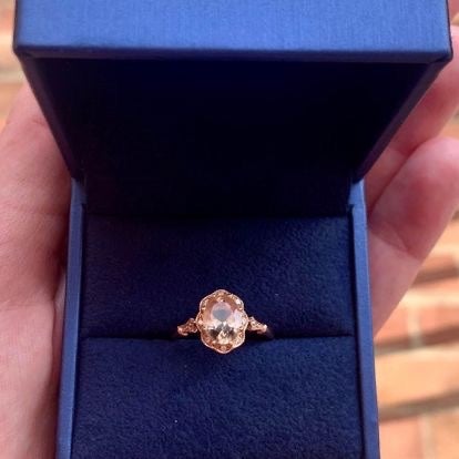 Morganite Ring Size 8 Rose Gold Daisy Halo