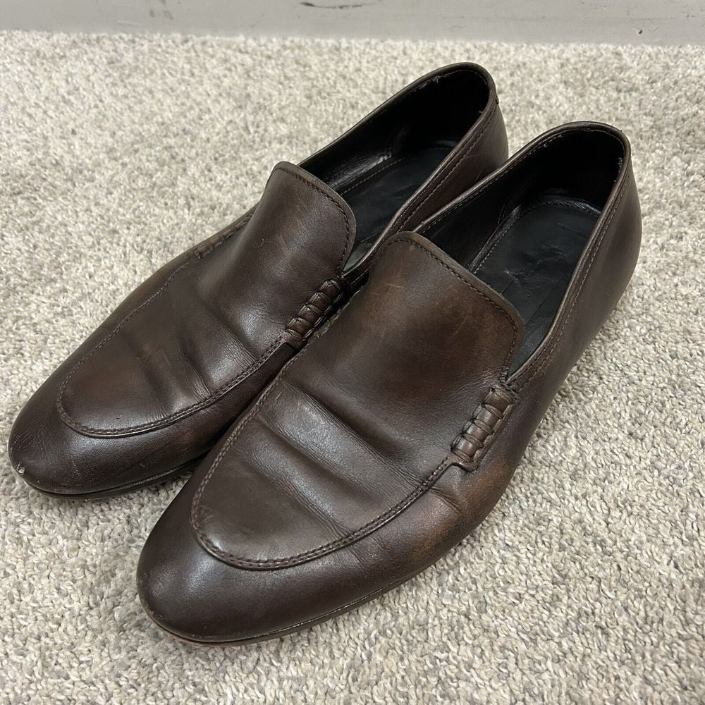 Ermenegildo Zegna Siena Flex Medium Brown Leather Loafer Men's 9.5 D