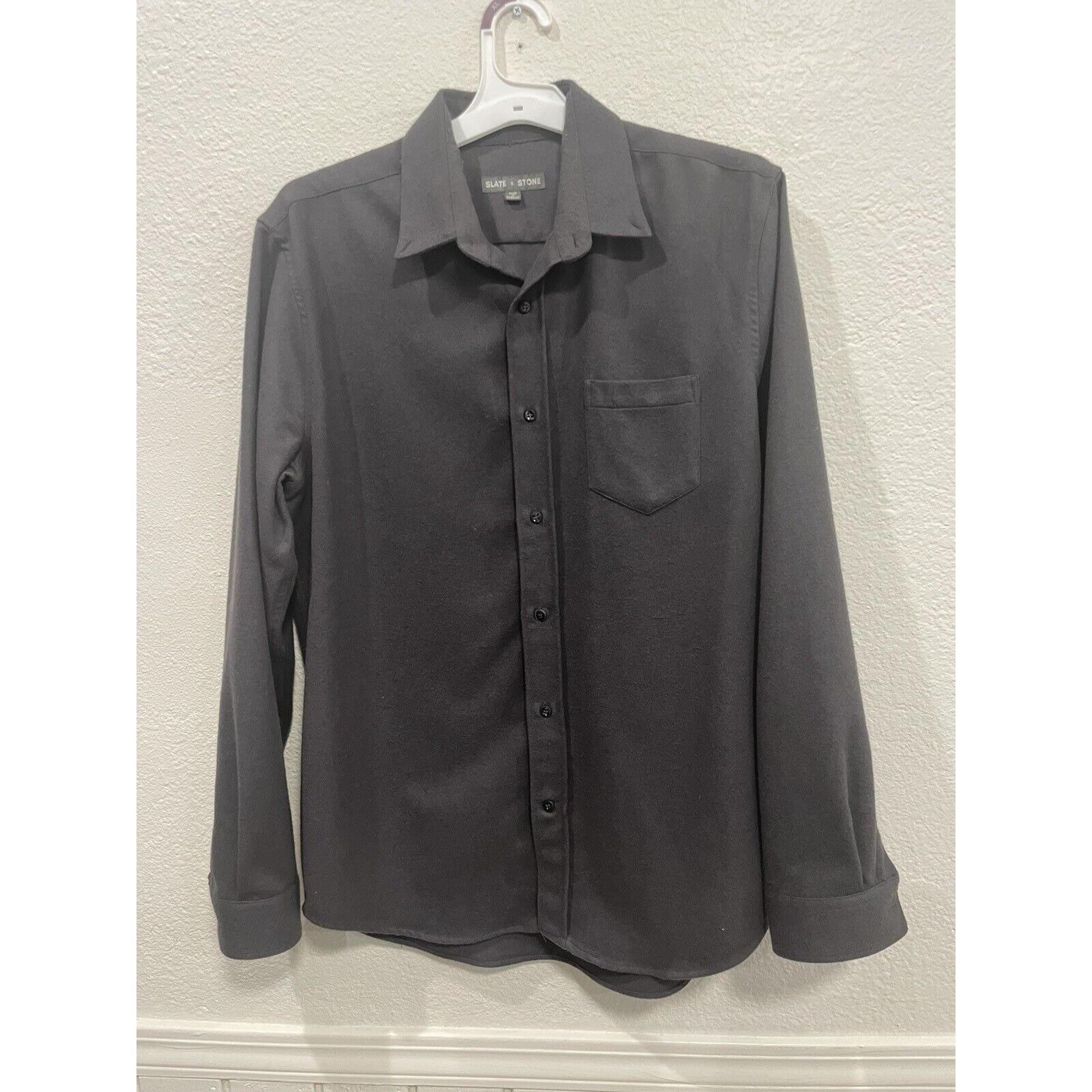 Slate & Stone Men's Button Up Shirt-65% Wool- Gray-size Medium