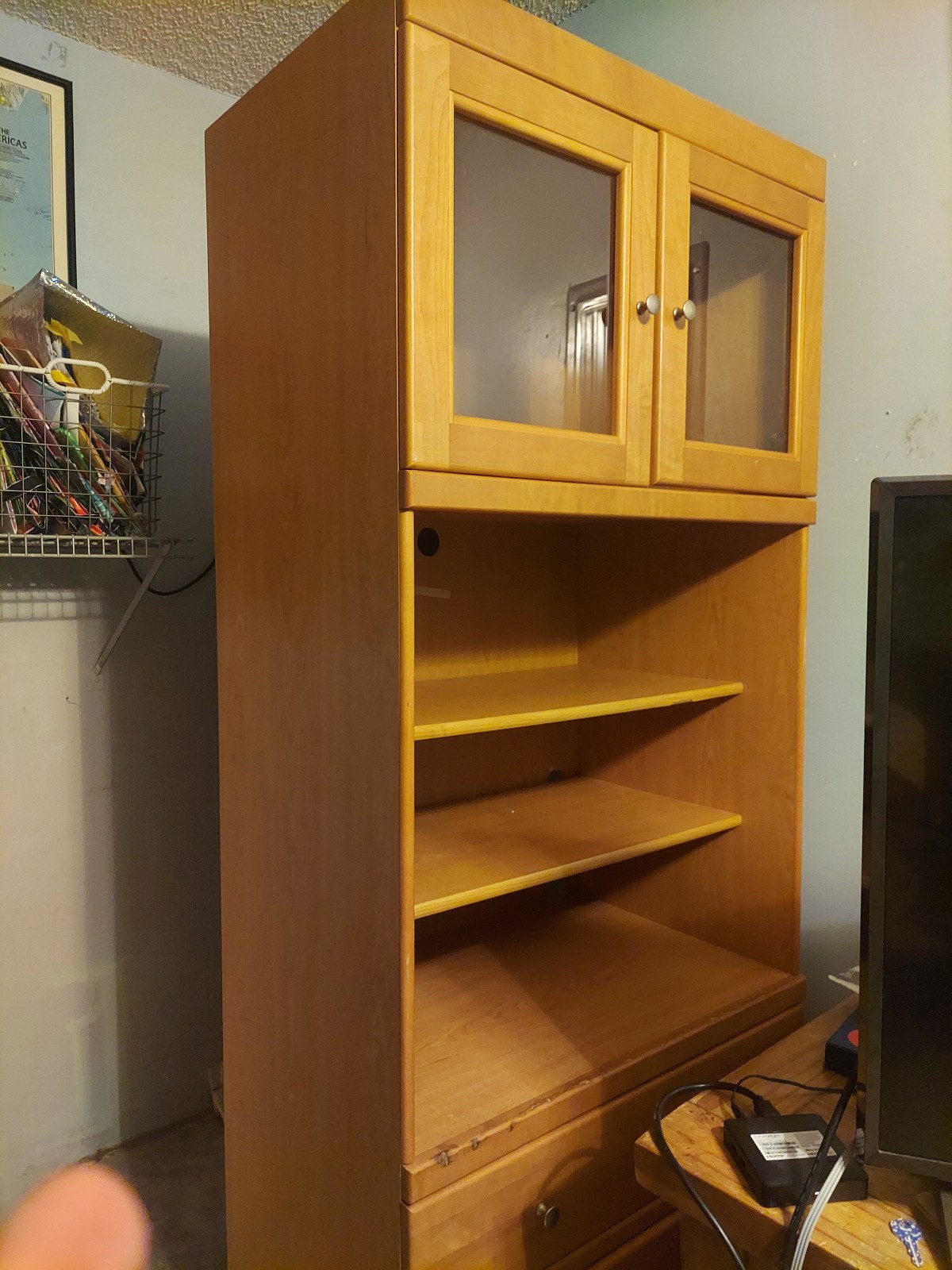 Bookcase/Pantry wood and compressed wood.
