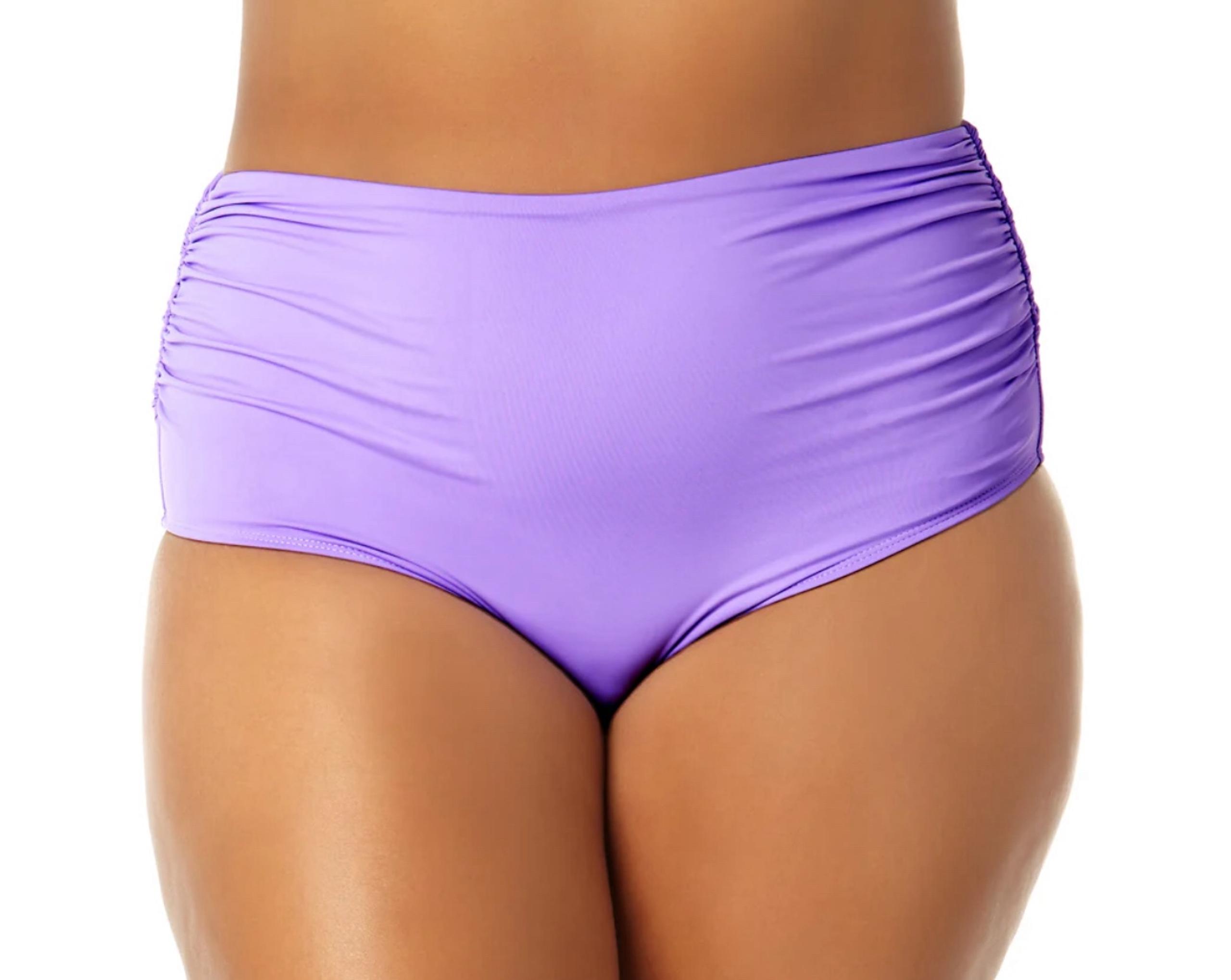 Anne Cole High Waisted Shirred Bikini Bottoms Amethyst Size 16W NWT