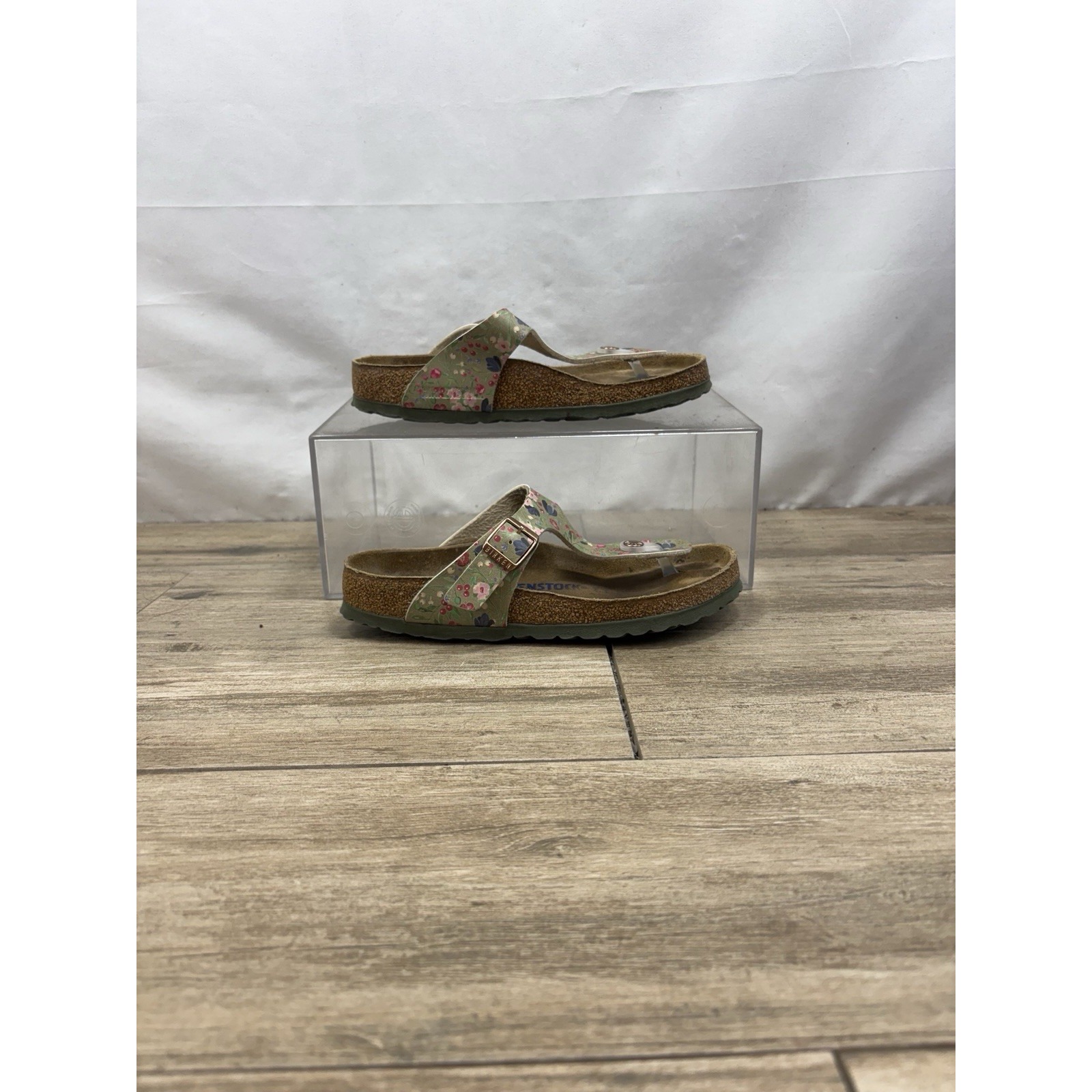 Birkenstock Birko Flor GIZEH Meadow Flowers Khaki SOFT FOOTBED Women's 5-5.5