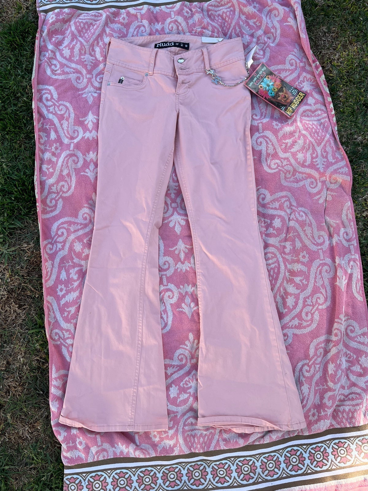 Vintage 90s Y2K Mudd pink low rise flare pants