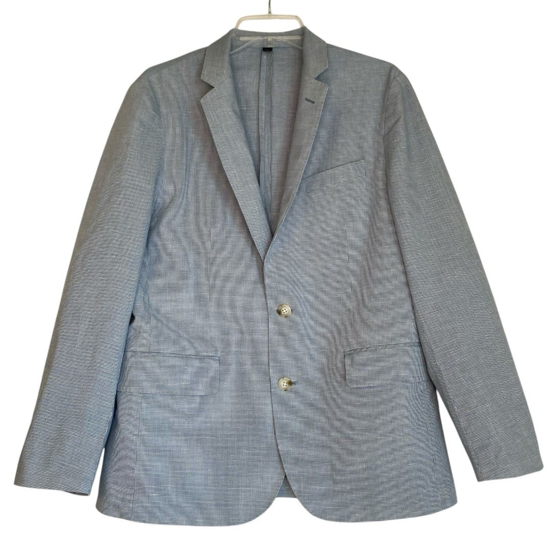 J.Crew Ludlow Blazer Jacket Men 38S Blue Linen Chambray Sport Coat Somelos