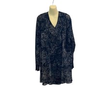 Mesmerize Top & Jacket Set Size XL Made in USA Navy Blue Floral Medallion Print