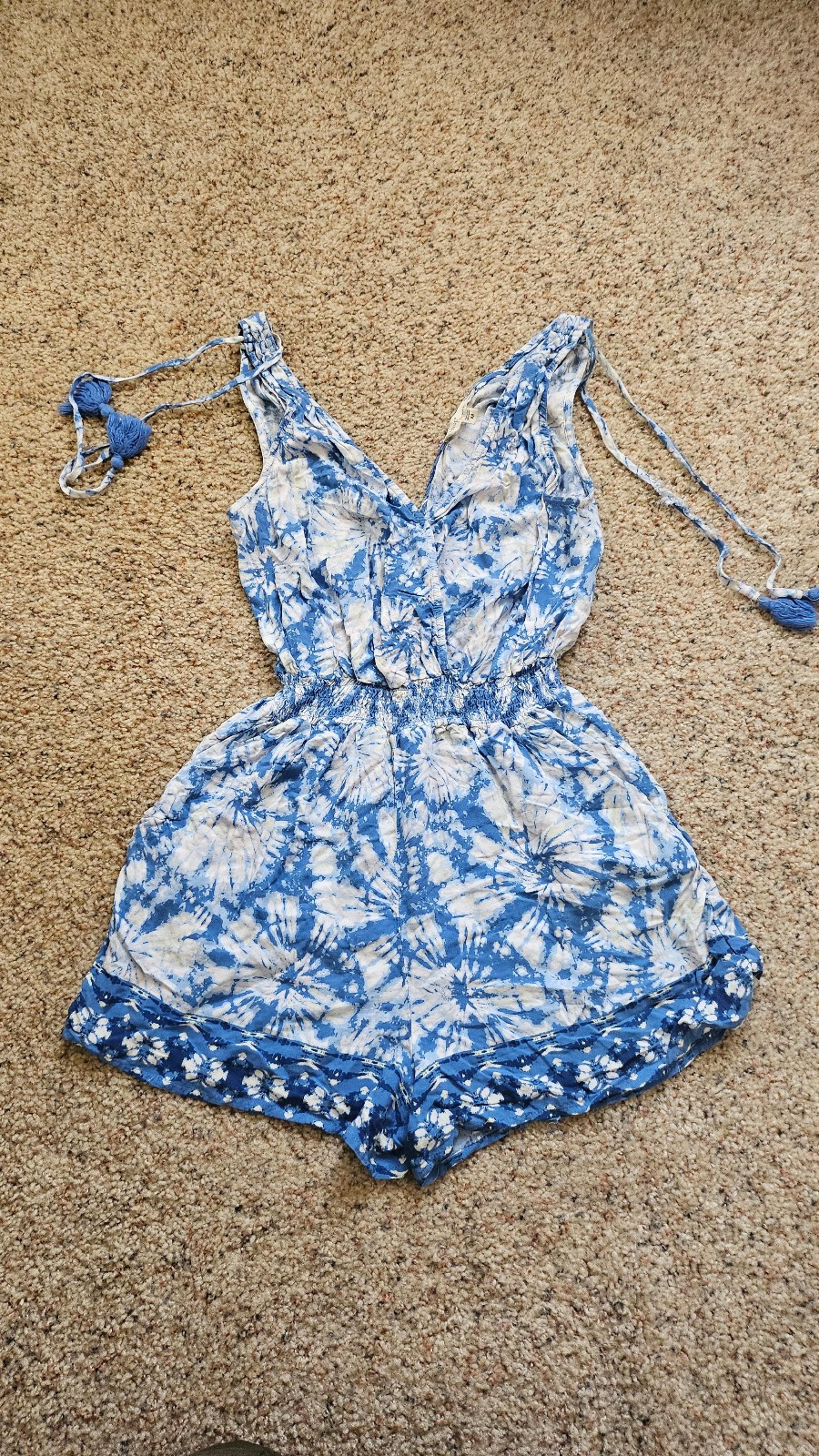Bebop blue tye dye romper junior (M)