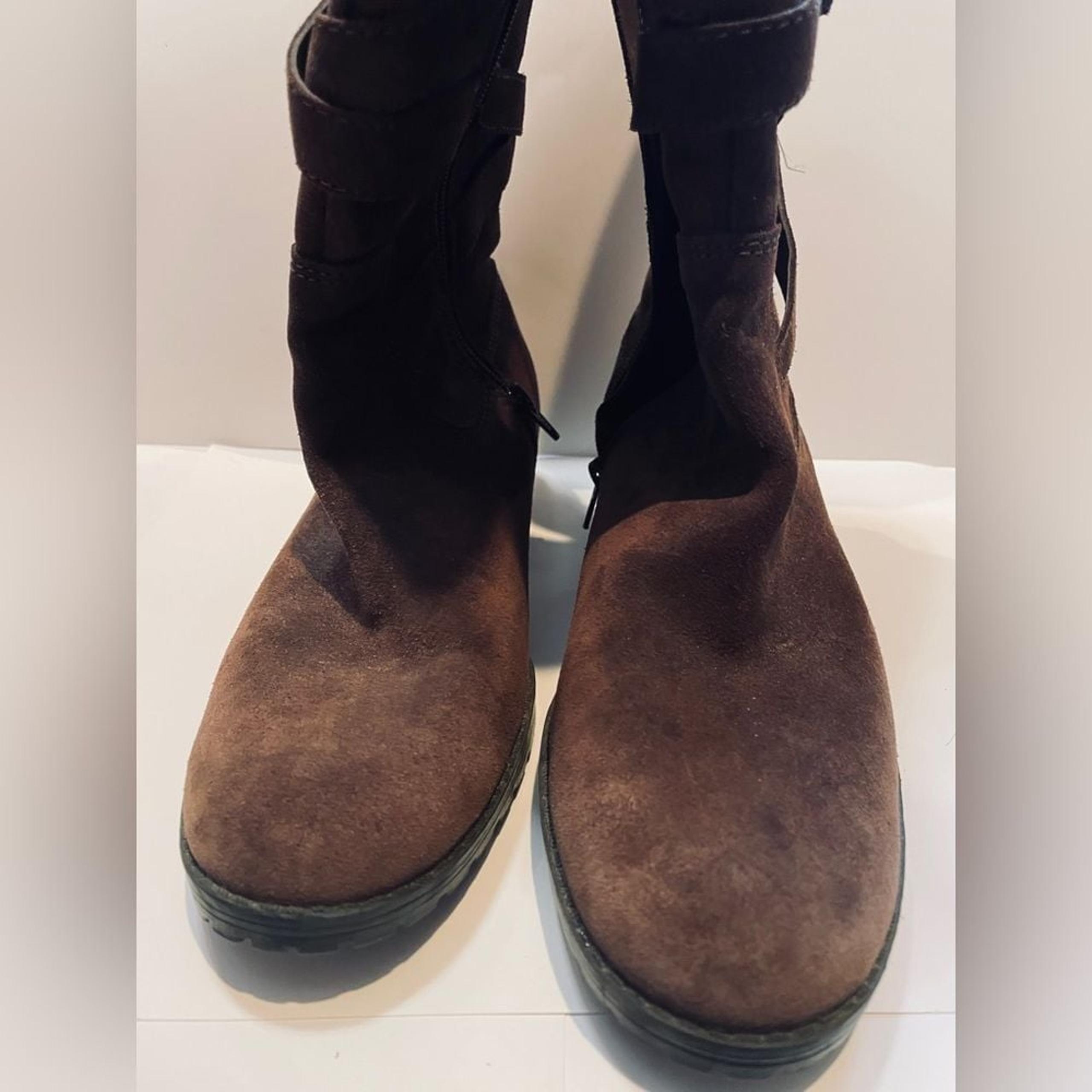 Lauren by Ralph Lauren Shelby brown suede boot mid calf 9.5 women's (T125)