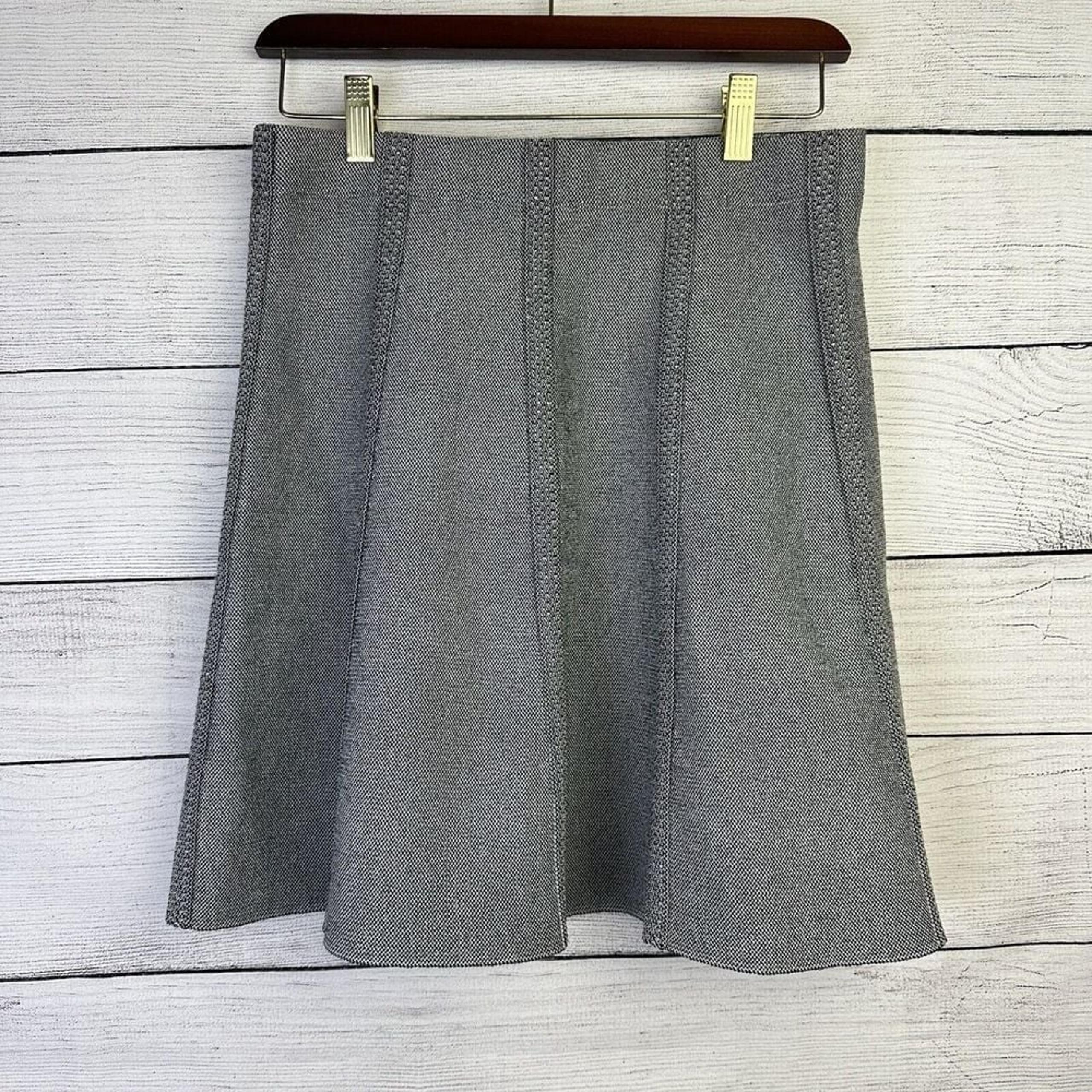Zara Basic Gray Tweed A-Line Textured Paneled Skirt Women's Size Medium