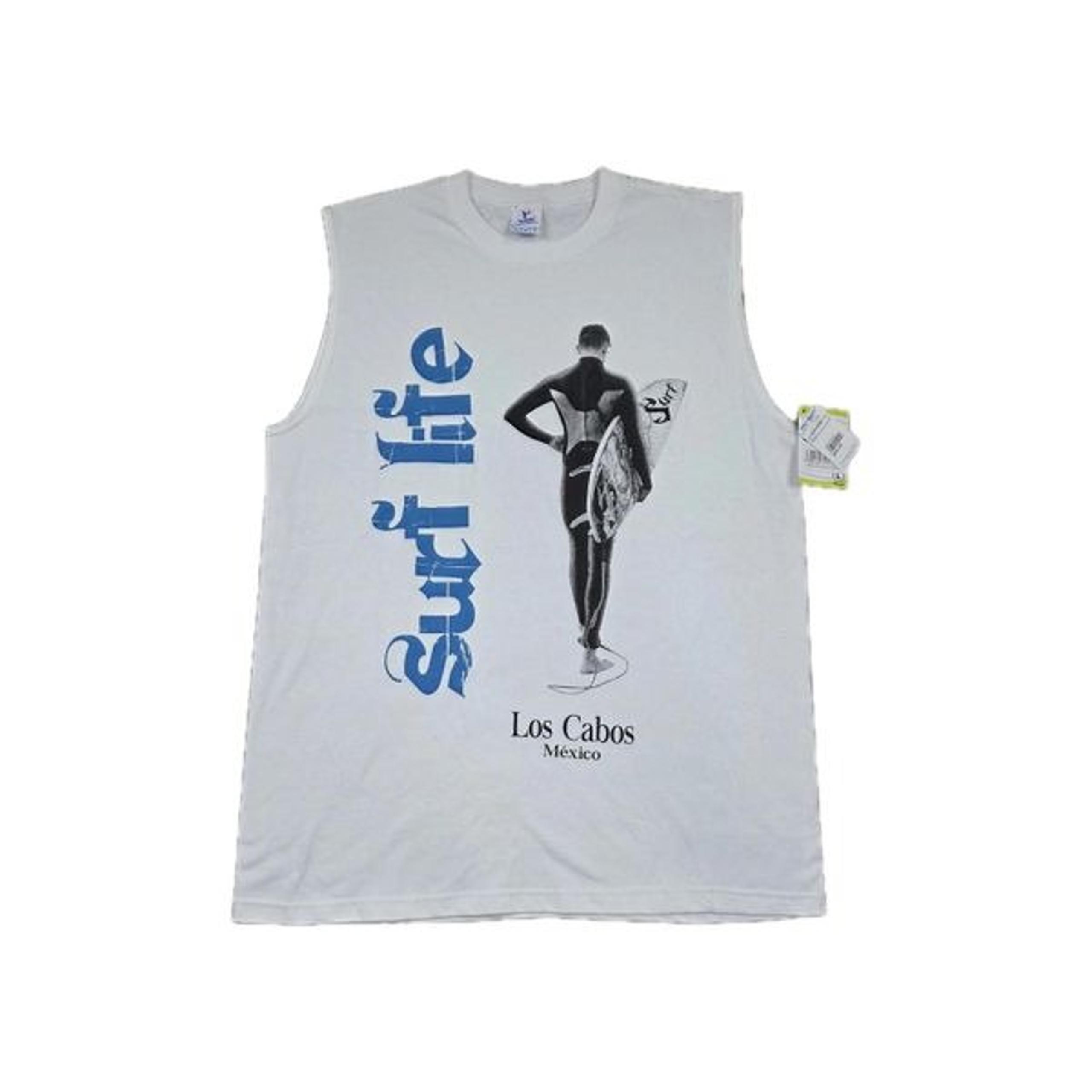 Surf Life Los Cabos T-shirts Size L White Graphic Surfer Beach Sleeveless Yazbek