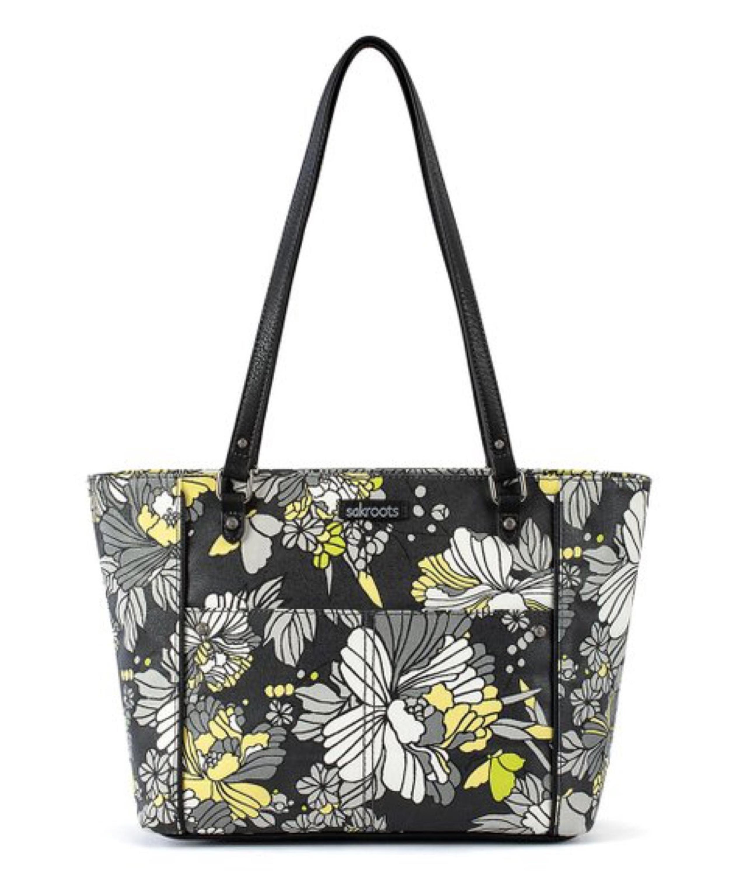 Sakroots Slate Gray & Yellow Flower Blossom Metro Tote
