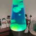 Classic Silver Base Lava Lamp, 14.5 Tall Green Lava Blue Liquid Tested Working