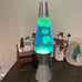 Classic Silver Base Lava Lamp, 14.5 Tall Green Lava Blue Liquid Tested Working