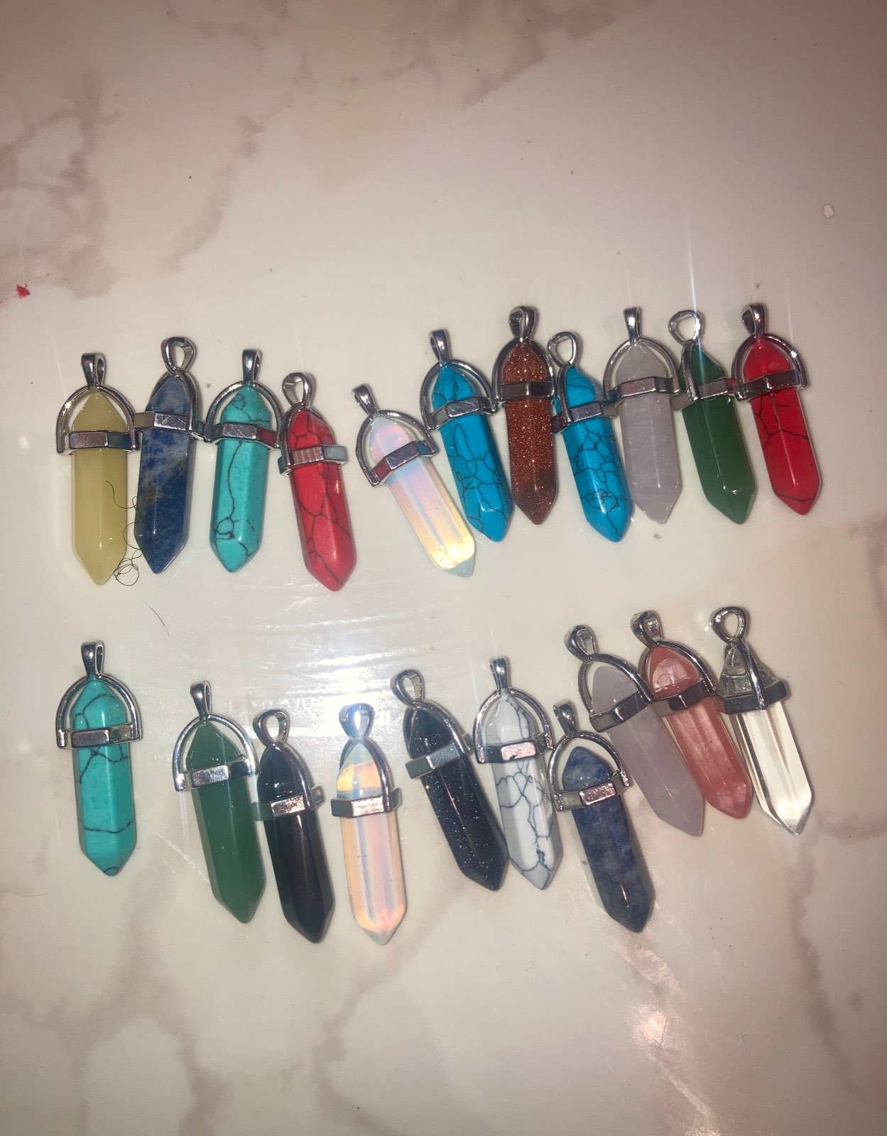 Crystal Vintage pendant necklace lot