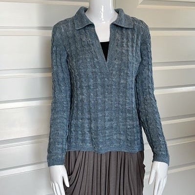 White + Warren Linen V-Neck Sweater M