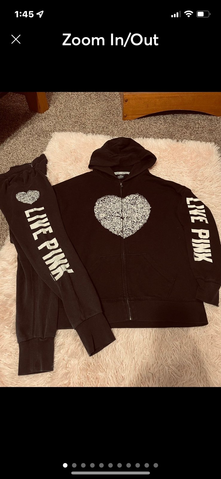 VS PINK rare floral lace heart outfit set bundle zip joggers