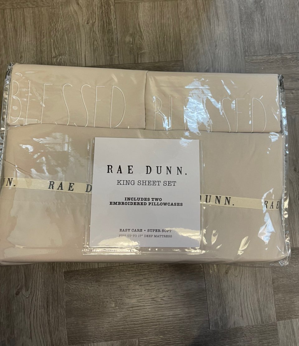 Rae Dunn BLESSED Sheet Set KING SIZE