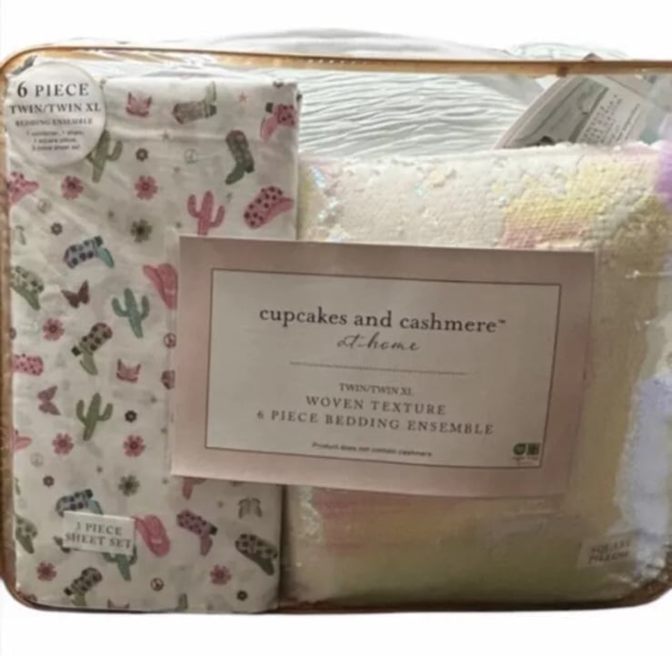 Cupcakes and Cashmere Blue Twin Comforter Set with Sequin Pillow and Western