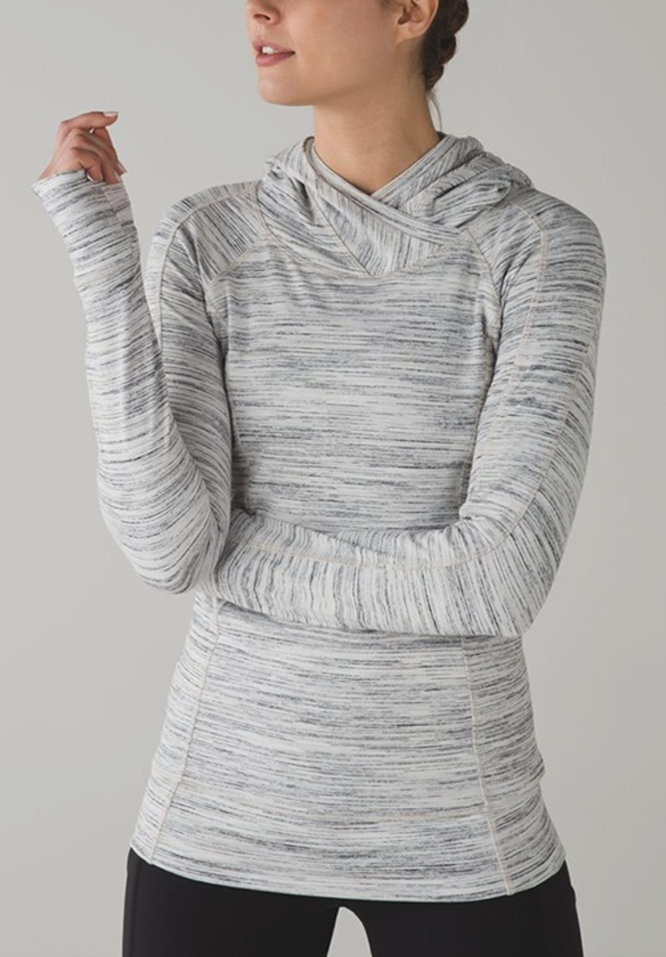 Lululemon Think Fast Hoodie Size 10 - Space Dye Gray/White Pullover