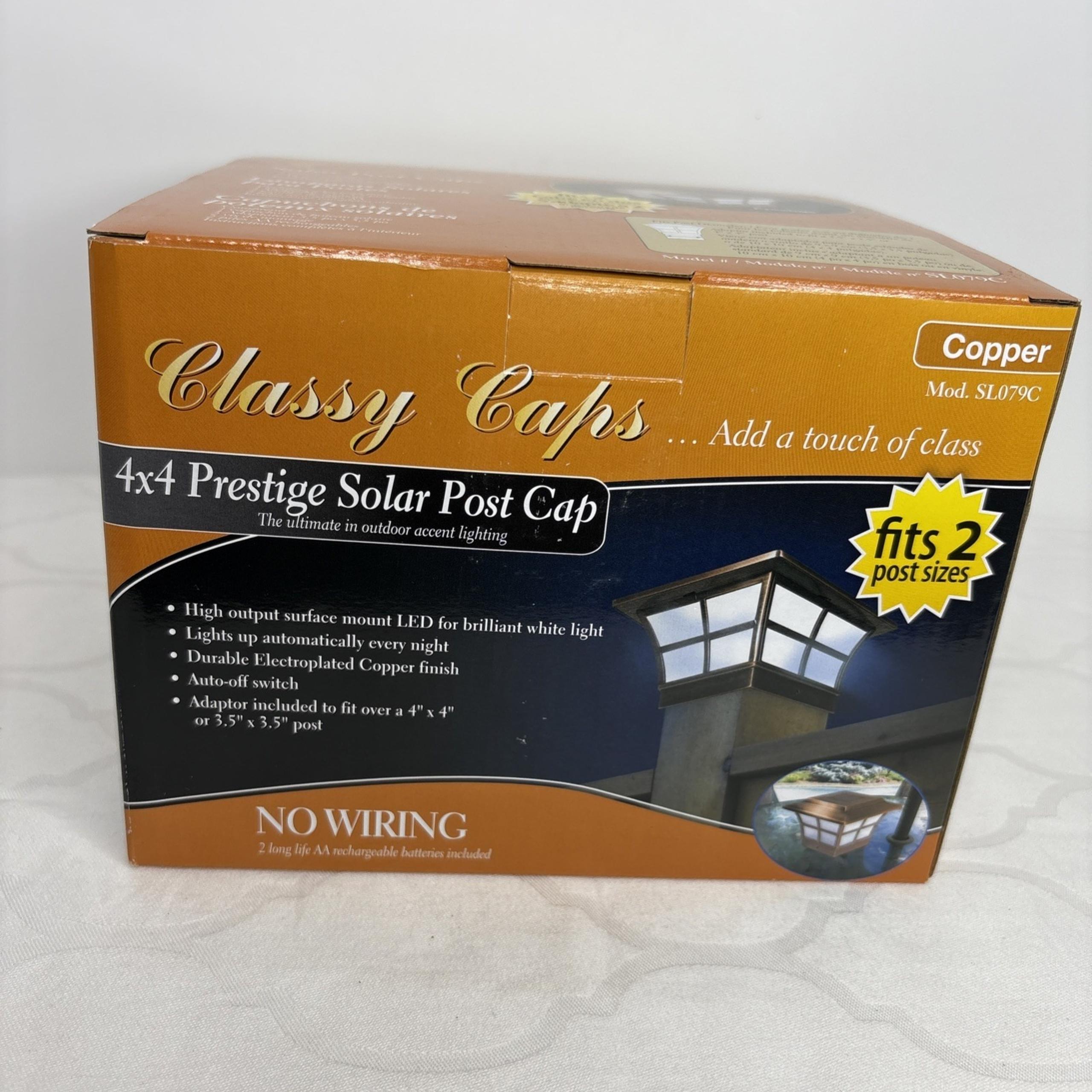 Solar Post Cap LED Deck Fence Light Copper Electroplated Prestige No Wiring New