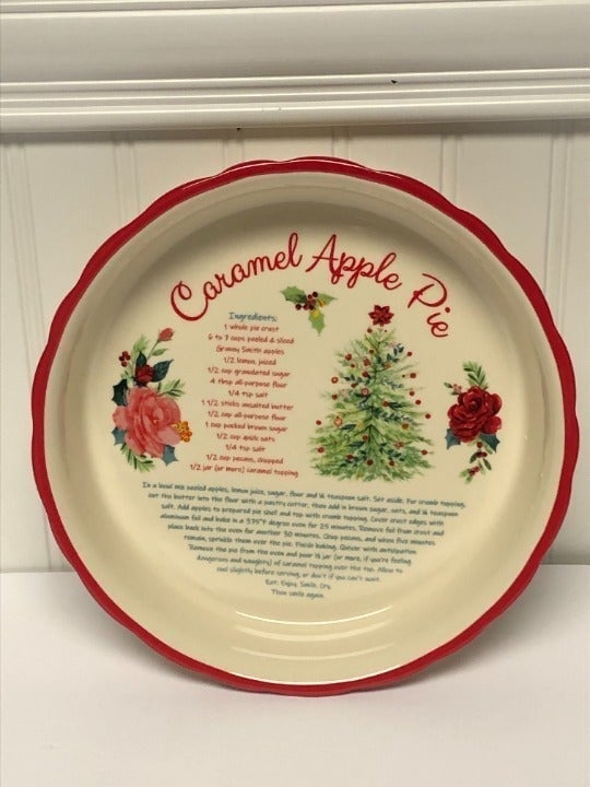 Pioneer Woman Floral Medley Caramel Apple Pie Plate 9 Round Baker Holiday New