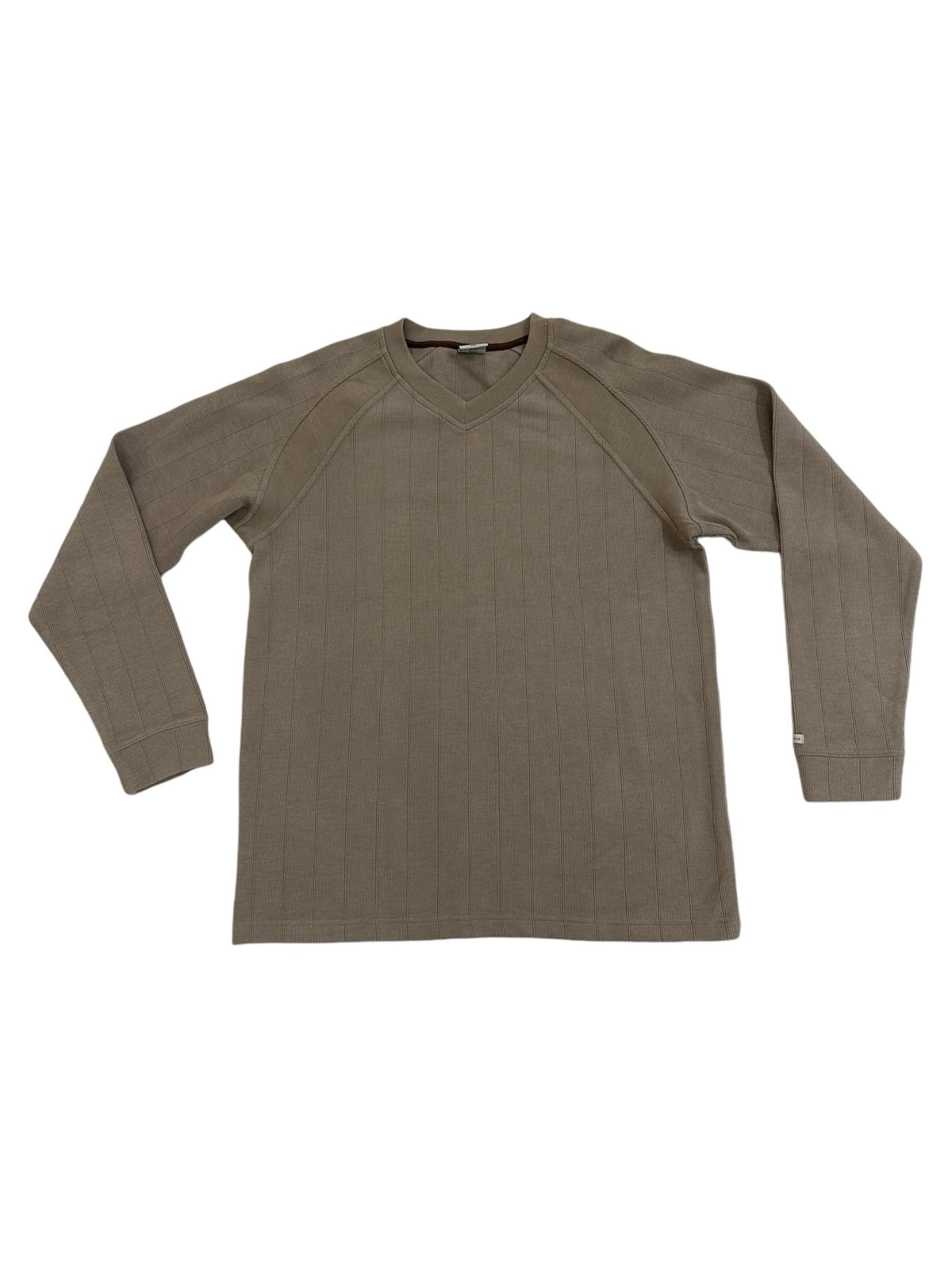COLUMBIA XCO V-Neck Long Sleeve Beige Ribbed Knit Sweater Men’s Large Soft