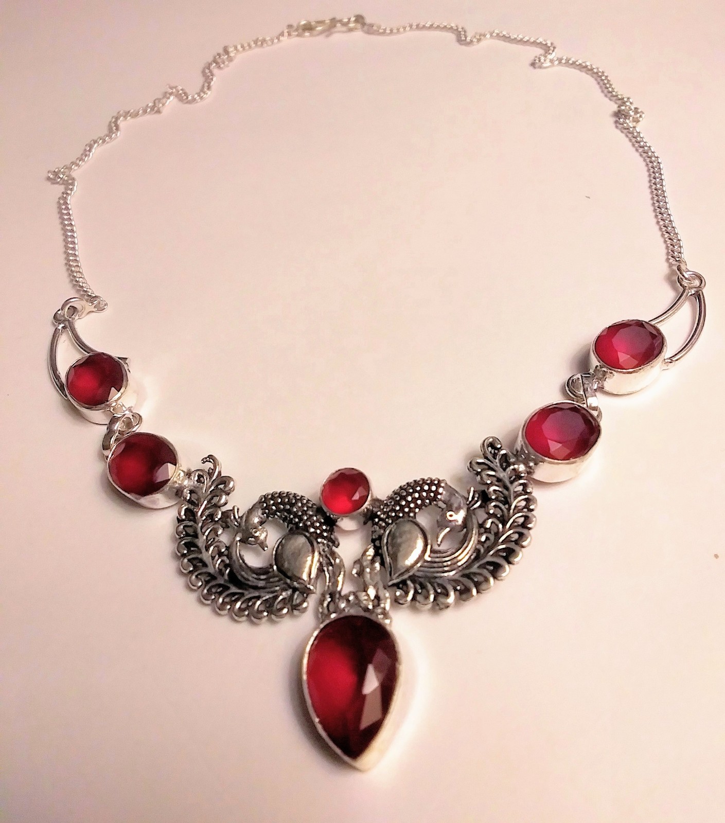 925 Sterling Silver Garnet Necklace