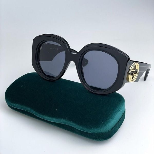 NEW Gucci GG1308S 001 Black Grey Round Women Sunglasses