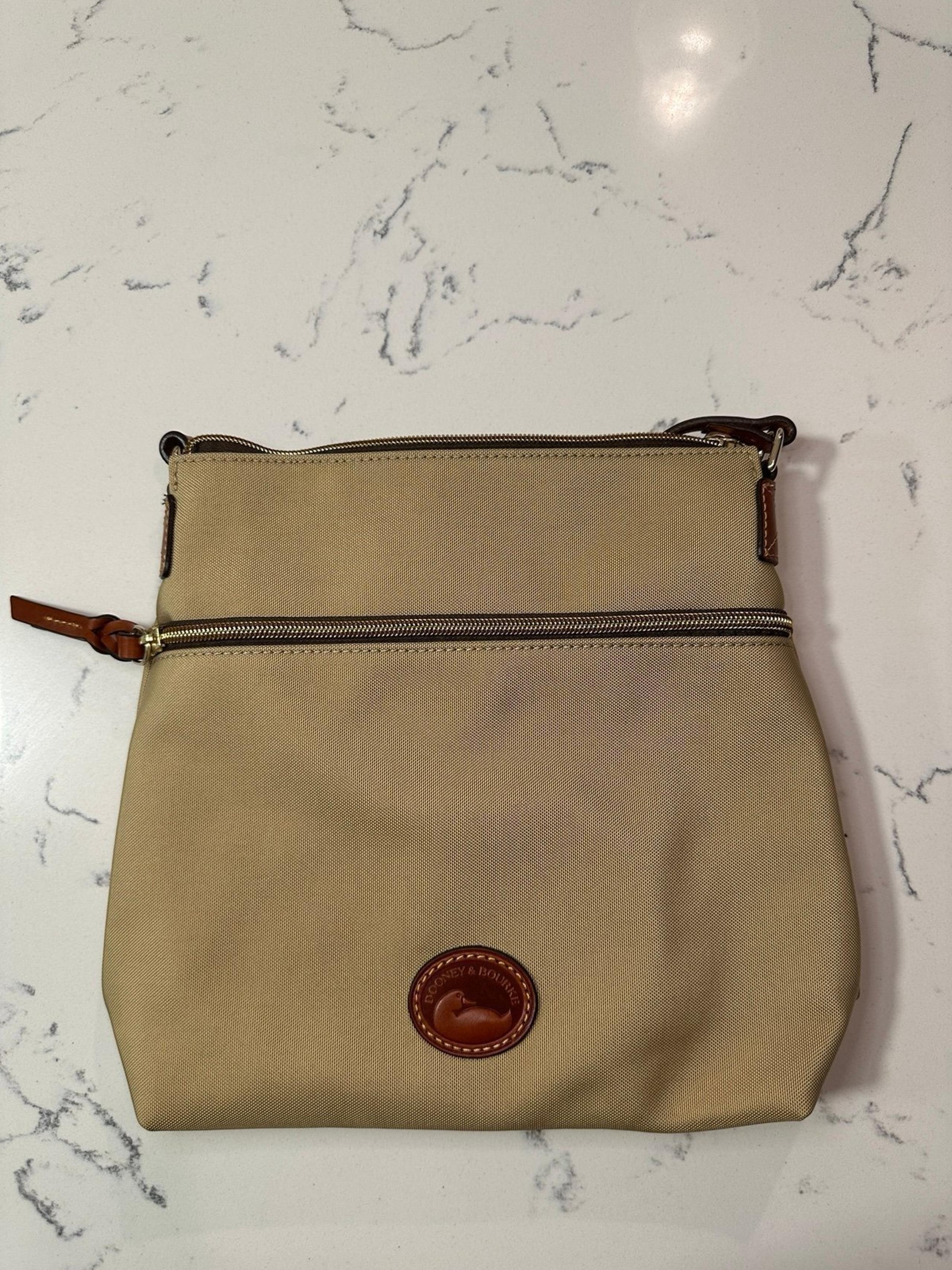 NWT Dooney & Bourke Khaki Nylon Tan Messenger Crossbody Bag