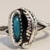 Sz5 estate vintage sterling silver turquoise navajo shadowbox feather ring