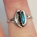 Sz5 estate vintage sterling silver turquoise navajo shadowbox feather ring