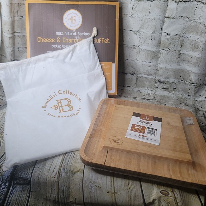 Bambusi Collection Sealed Cheese and Charcuterie Buffet Board and Cutlery Set