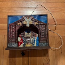 Vintage 1950’s Crèche - plastic/wood music box with light