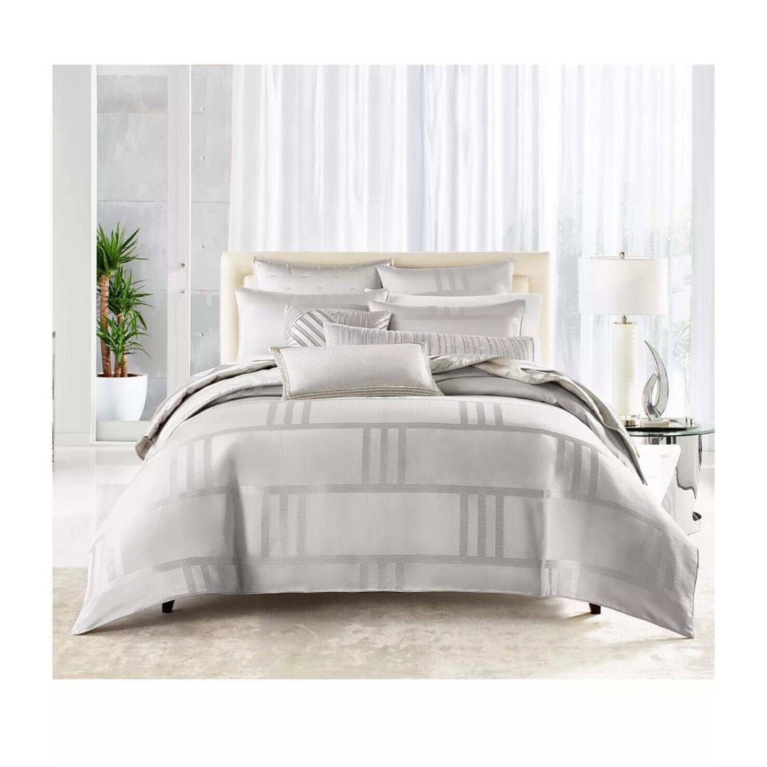 Hotel Collection Structure 3-Pc. Duvet Cover Set, Full/Queen In Silver