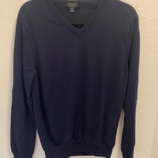 J. Crew Navy Blue Merino Wool Slim Fit V-Neck Sweater Size L
