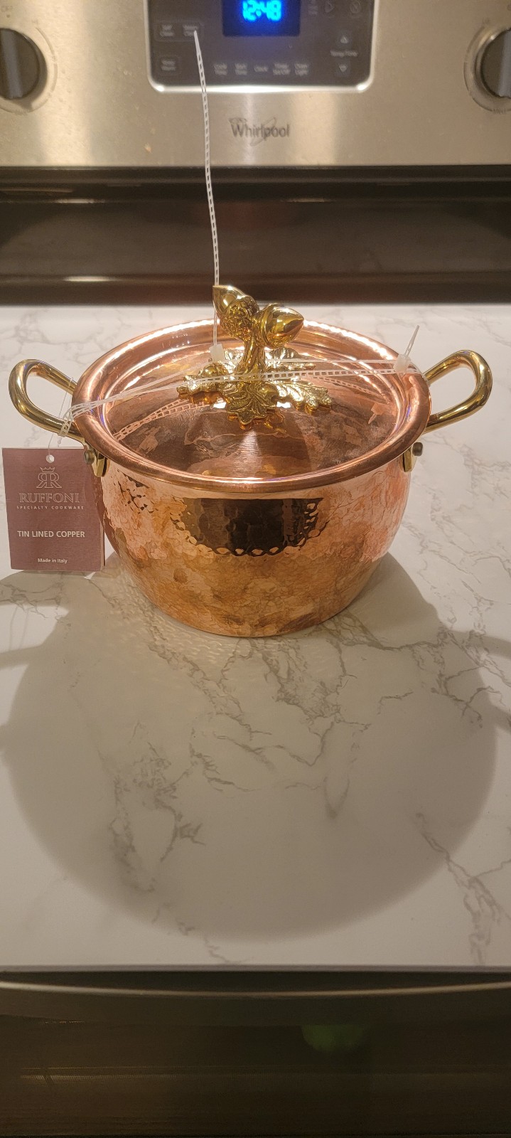 Ruffoni Historia Hammered Copper 2.5 Qt /16 Cm StockPot W/Acorn Knob 3102B-16