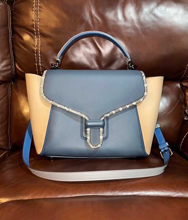 Coach Courier Carryall In Colorblock With Snakeskin Detail Satchel Handbag